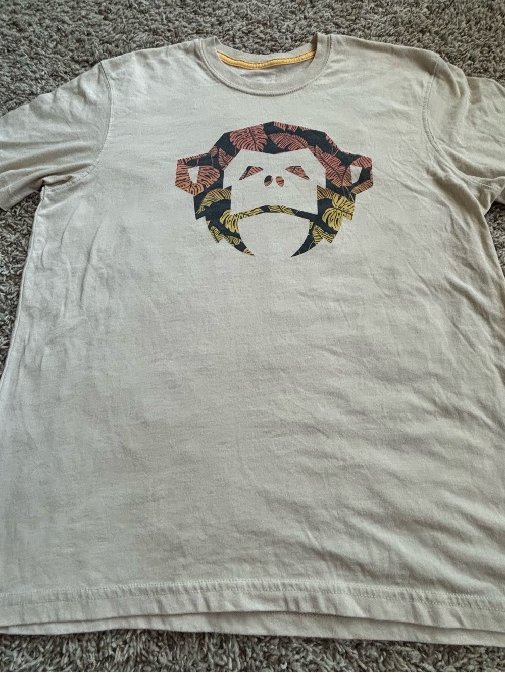 Howler Brothers Cream Short-Sleeve Tee with Multicolor Monkey Logo M